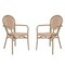 Merrick Lane Celia Set of Two Stacking Thonet Bistro Style Chair with Arms, PE Rattan Seat, and Metal Frame for Indoor/Outdoor Use